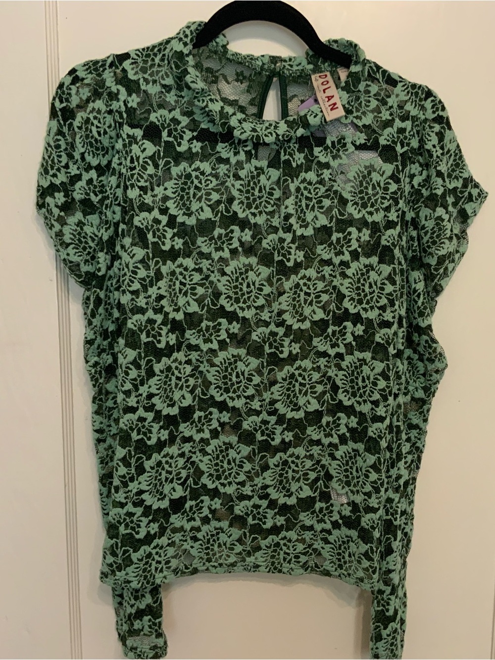 dolan Mint Green Floral Lace Overlay Blouse